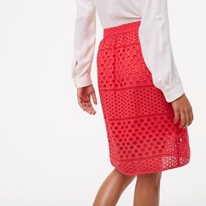 Ann Taylor red eyelet skirt